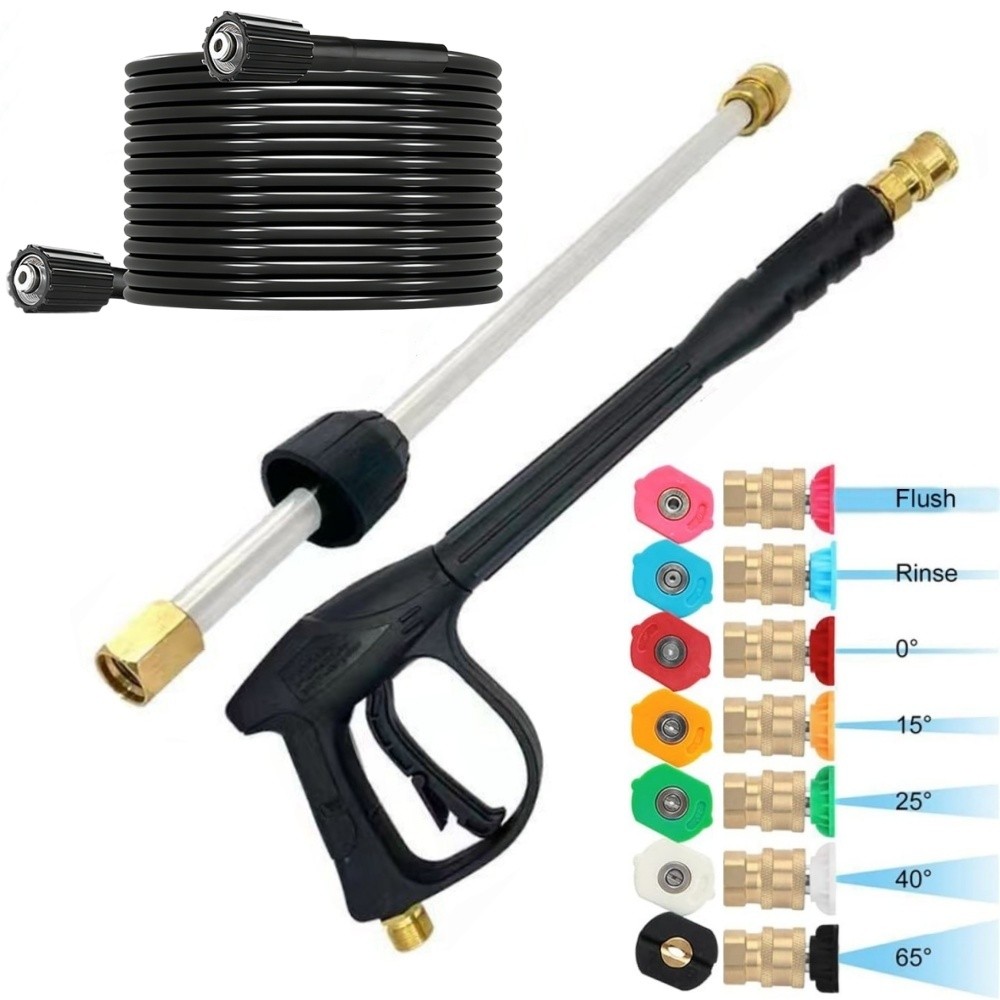 High Pressure 5800PSI Car Power Washer Gun Spray Wand Lance Nozzle and Hose Kit