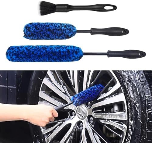 3PCS Wheel Brush Kit for Cleaning Wheel and Tire, Wheel and Rim Brush, Car Detai