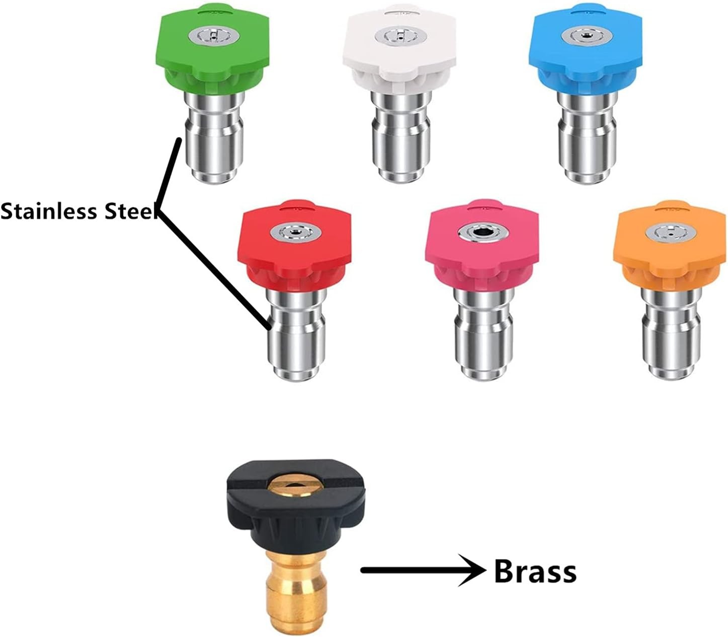 7 Pack Pressure Washer Spray Nozzle Tips Multiple Degrees, 14Inch Quick Connect,