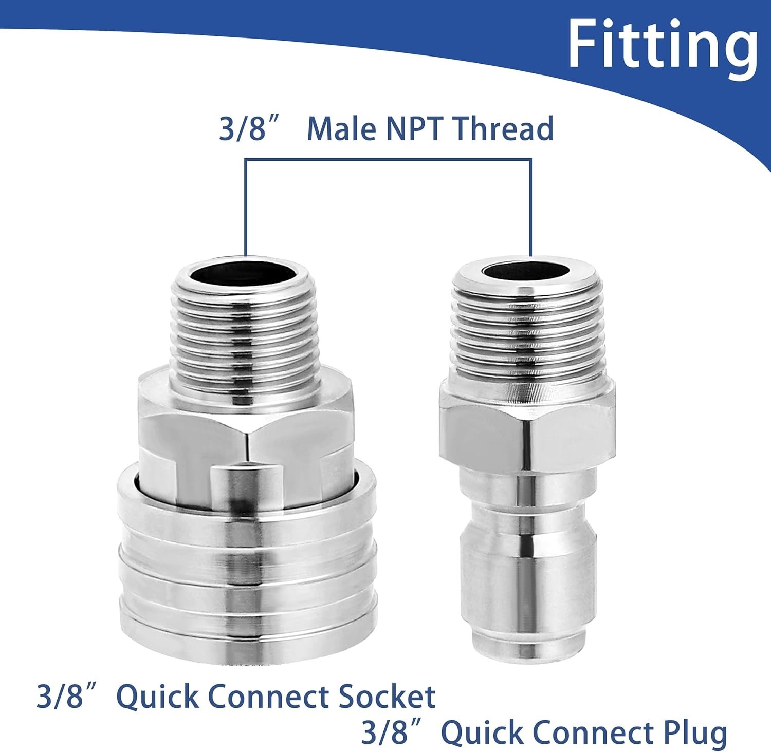 Ball Valve Pressure Washer Adapter Set, 2 Sets 3/8″ Quick Connect Fittings, M…