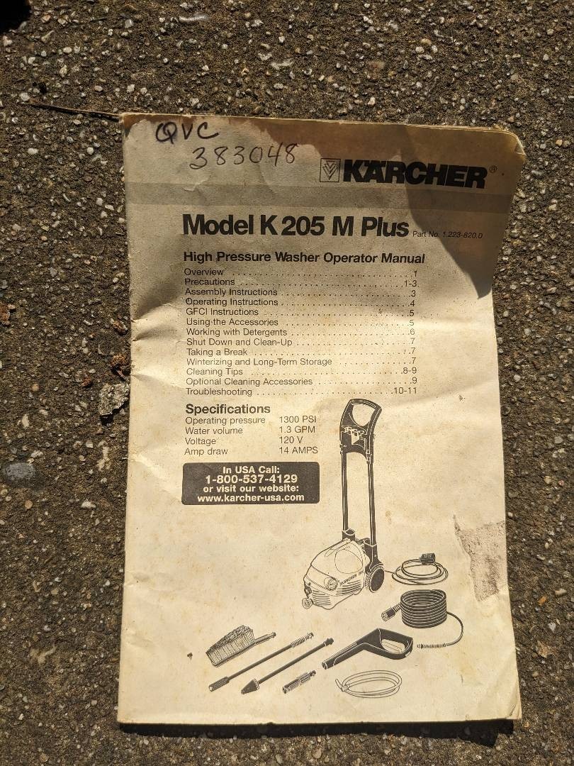 Karcher Model K 205 M Plus high pressure washer