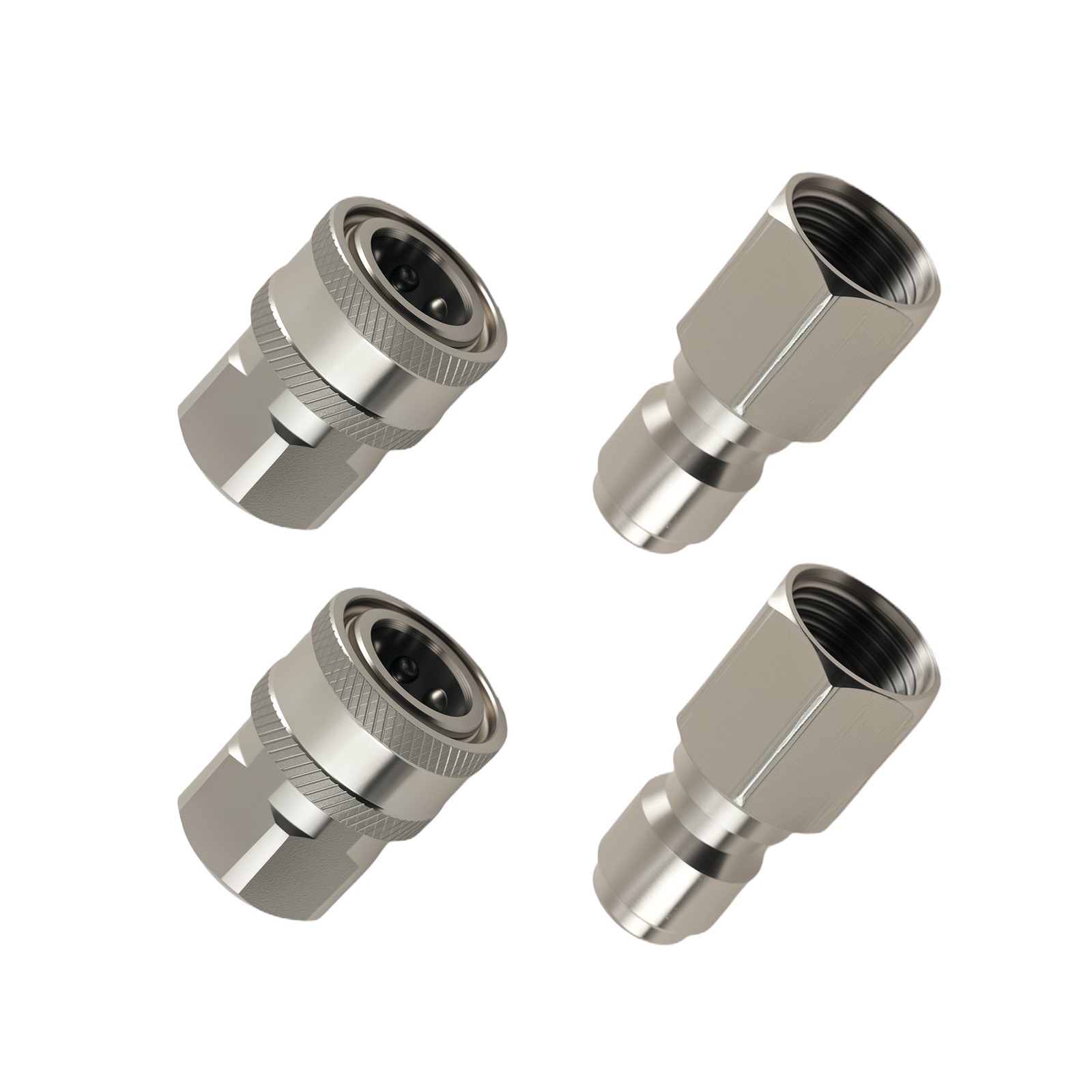 2 Set Pressure Washer Adapter 3/8″ NPT Socket Plug Stainless Steel 4Pcs 5000PSI