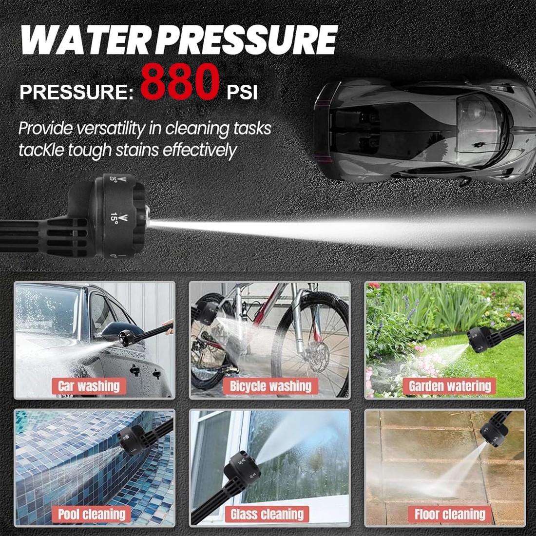 For Milwaukee18VCordless Car High Pressure Washer Gun Jet Water Wash Cleaner Gun