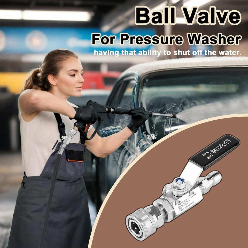 Ball Valve Pressure Washer, 3/8 Inch Quick Connect 5000 PSI, Shut Off Valve for