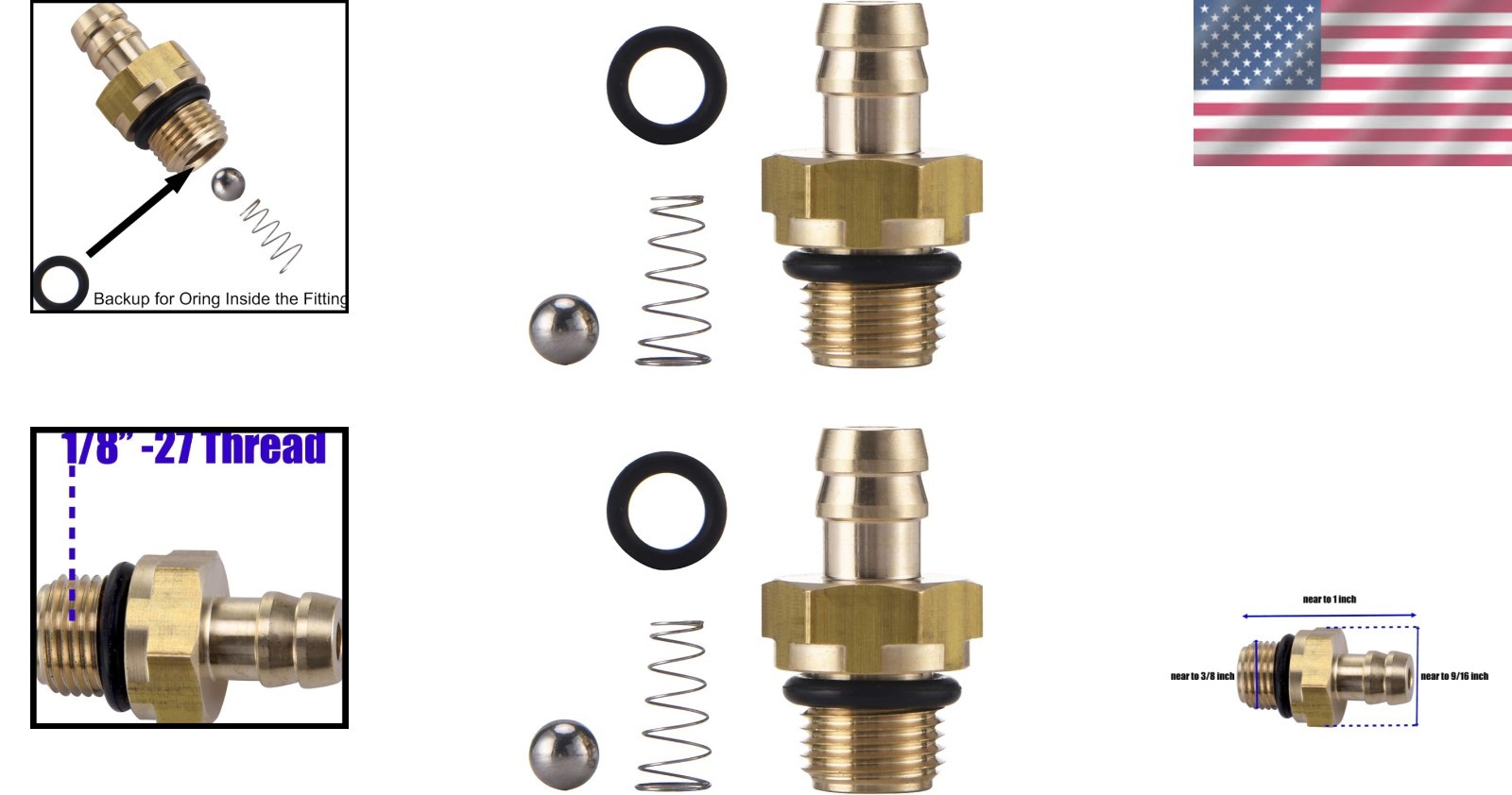 High-Quality Brass Chemical Injector Set for Pressure Washers | 1/8 Inch Thread