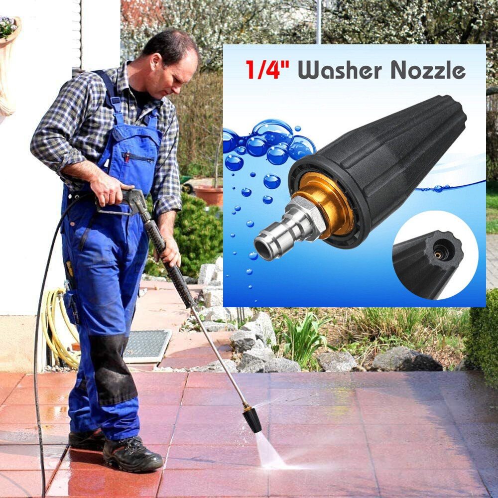 1/4″ High Pressure Washer Rotating Turbo Nozzle Spray Tip 3600psi Quick Connect