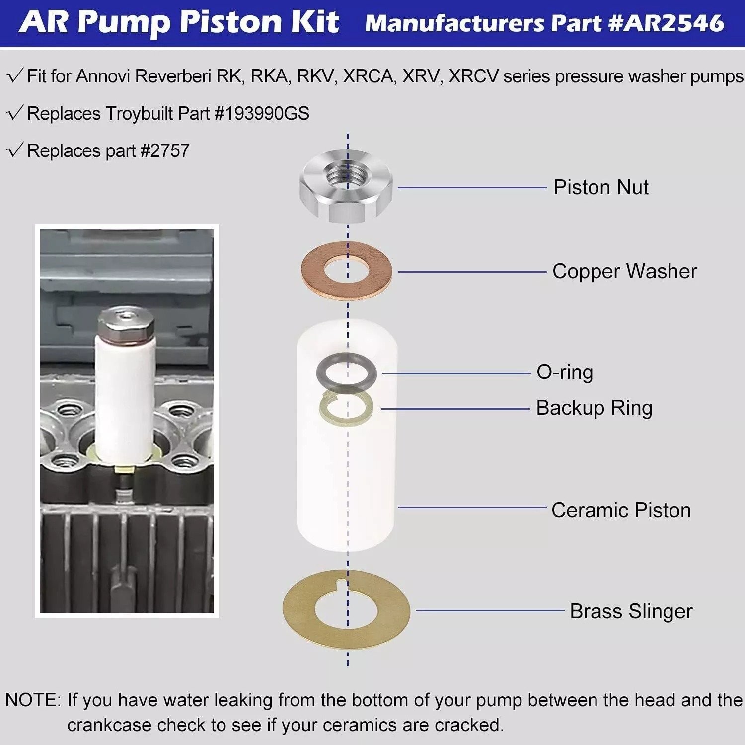 AR2546 Ceramic Plunger Repair Kit 18mm for Annovi Reverberi RK RKA RKV Pumps