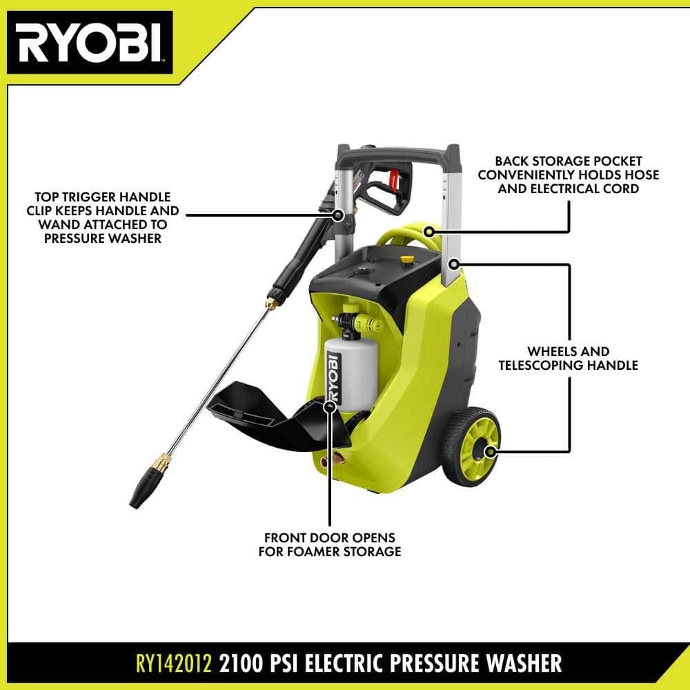 2100 PSI 1.2 GPM Cold Water Corded Electric Pressure Washer with Foamer
