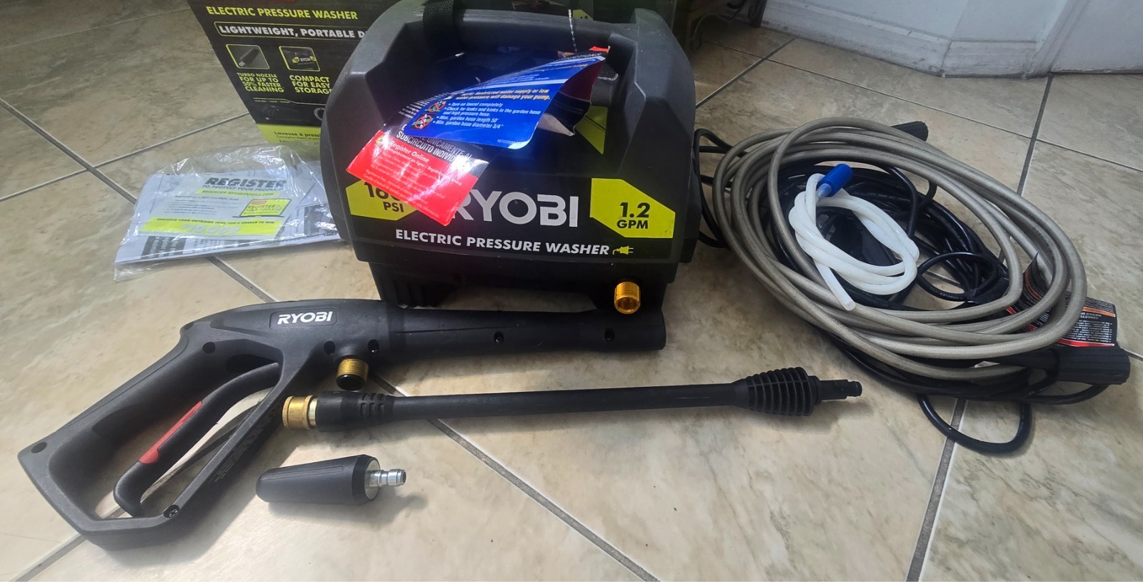 Ryobi RY141612 1600-PSI 1.2-GPM Electric Pressure Washer With 3 Tips