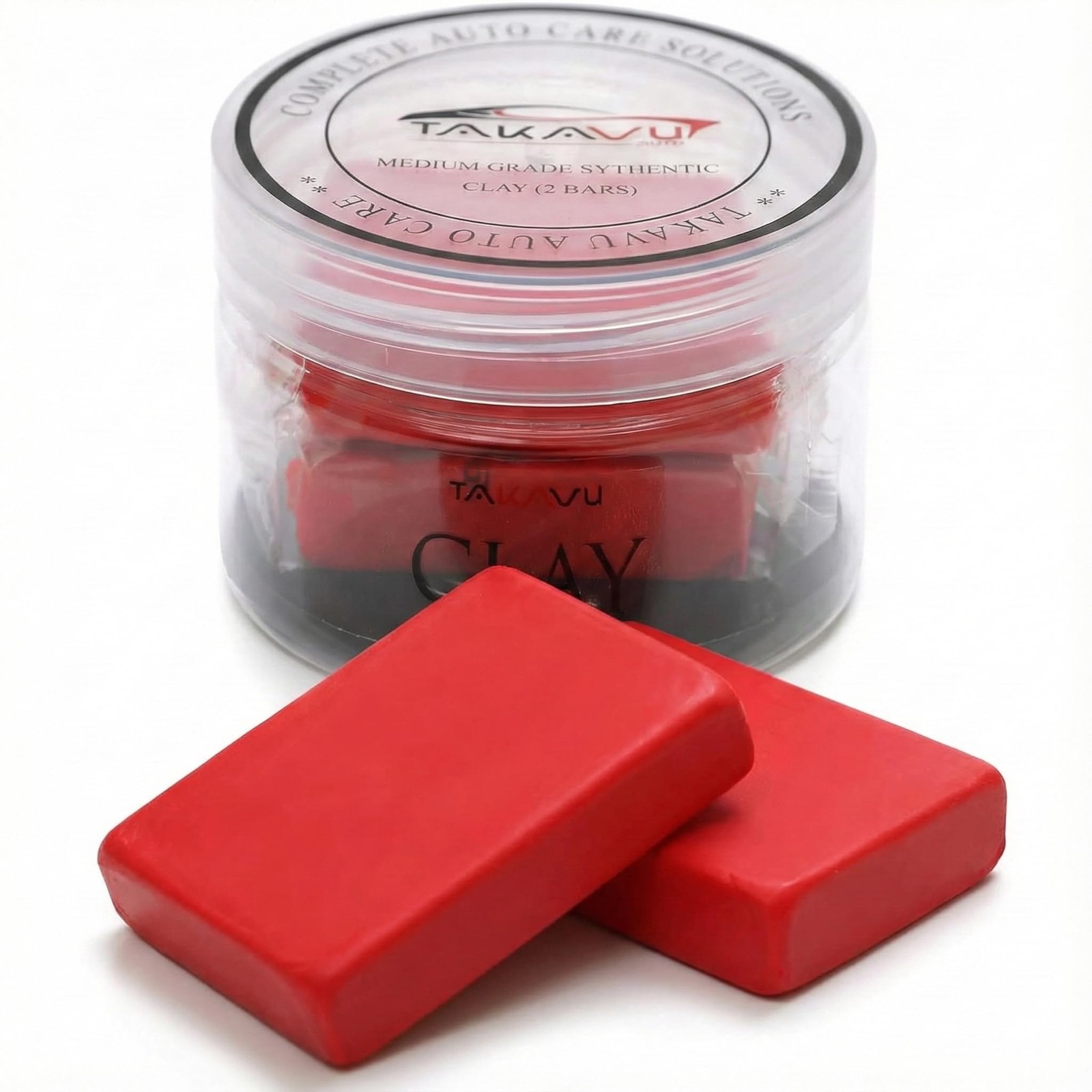 Car Clay Bars Auto Detailing 2 Pack 100g by TAKAVU, Premium Medium 2pcs, Red