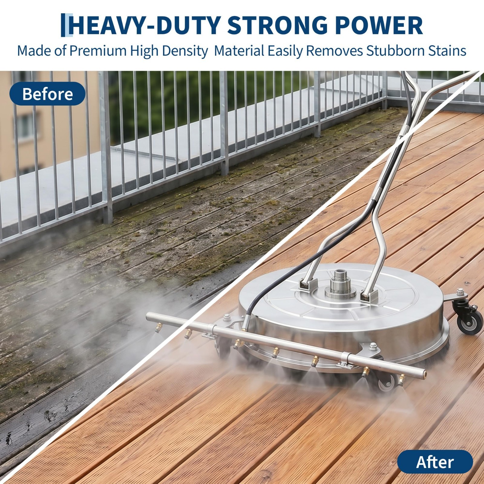 24″ Pressure Washer Surface Cleaner &7 Nozzles Water Broom&Dual Handles 4900 PSI