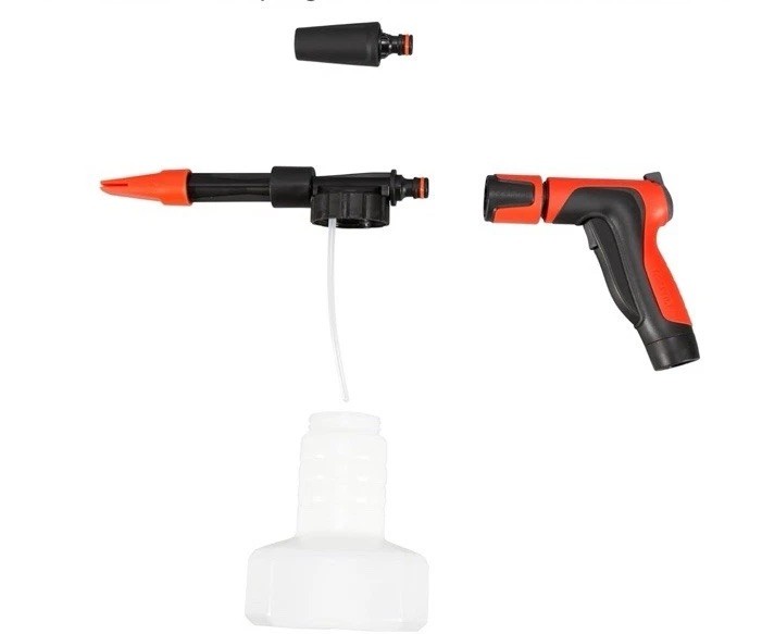 Aqua Joe RED 2-in-1 W/Bristle Brush and Detailer Sponge Attachments, Quick-Conn