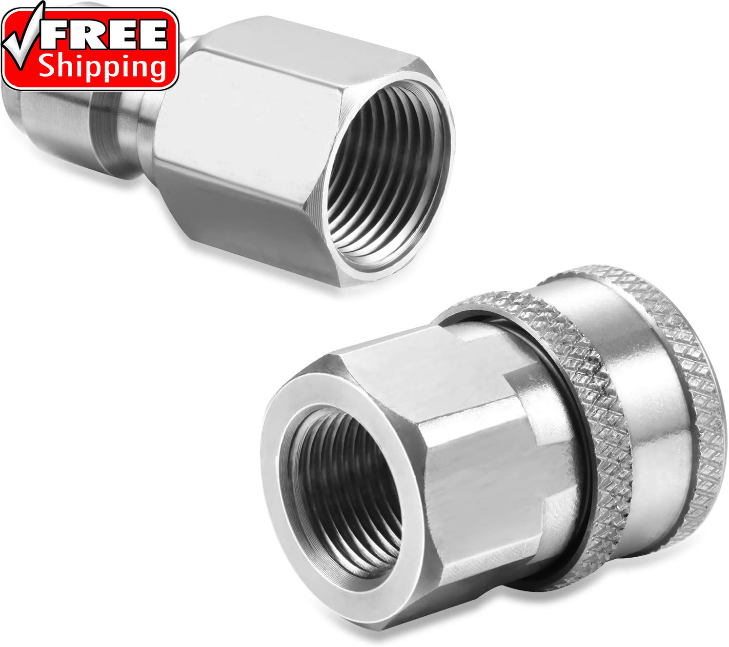 2 Sets NPT 3/8 Inch Pressure Washer Quick Connector Kit Stainless Steel Pressure