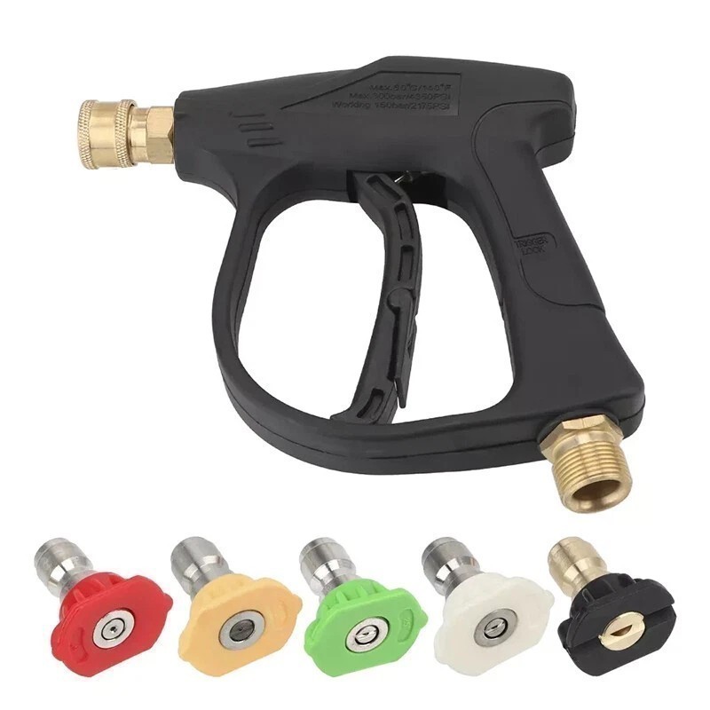 1/4″ High Pressure Washer Gun Car Wash Foam Spray Short Wand w/5 Nozzle 4000 PSI