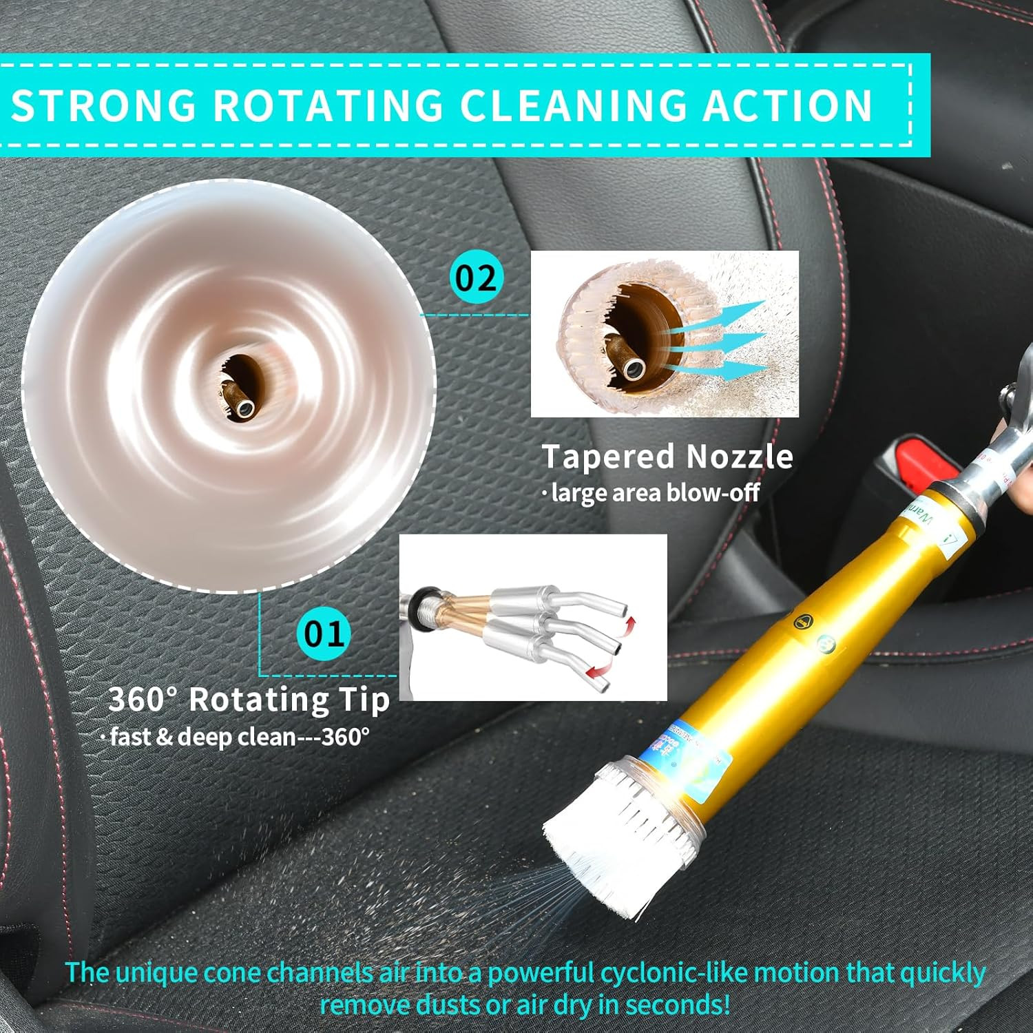 GOCCIDA High Pressure Car Cleaning Gun,Car Air Blow Gun,Tornado Dry Cleaning Gun