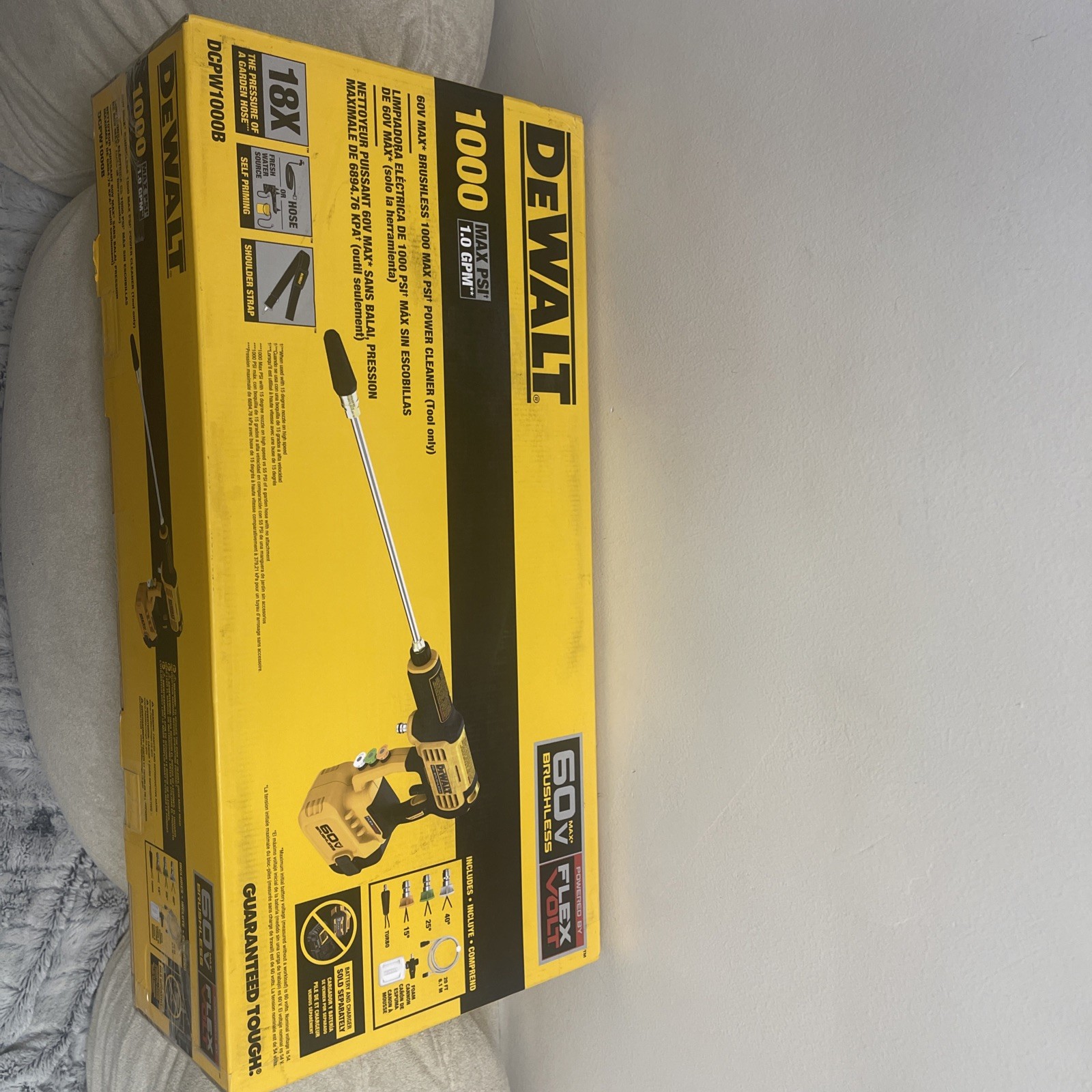 New DeWALT DCPW1000B 60V FLEXVOLT 1000 PSI Cordless Power Cleaner