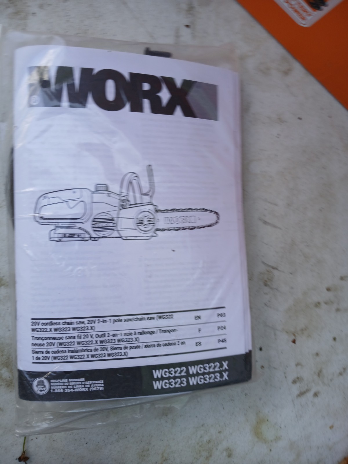 NEW OPEN BOX WORX WG937 20V 3-IN-1 KIT 22″ TRIMMER, 5″ PRUNE SAW 10″ CHAINSAW