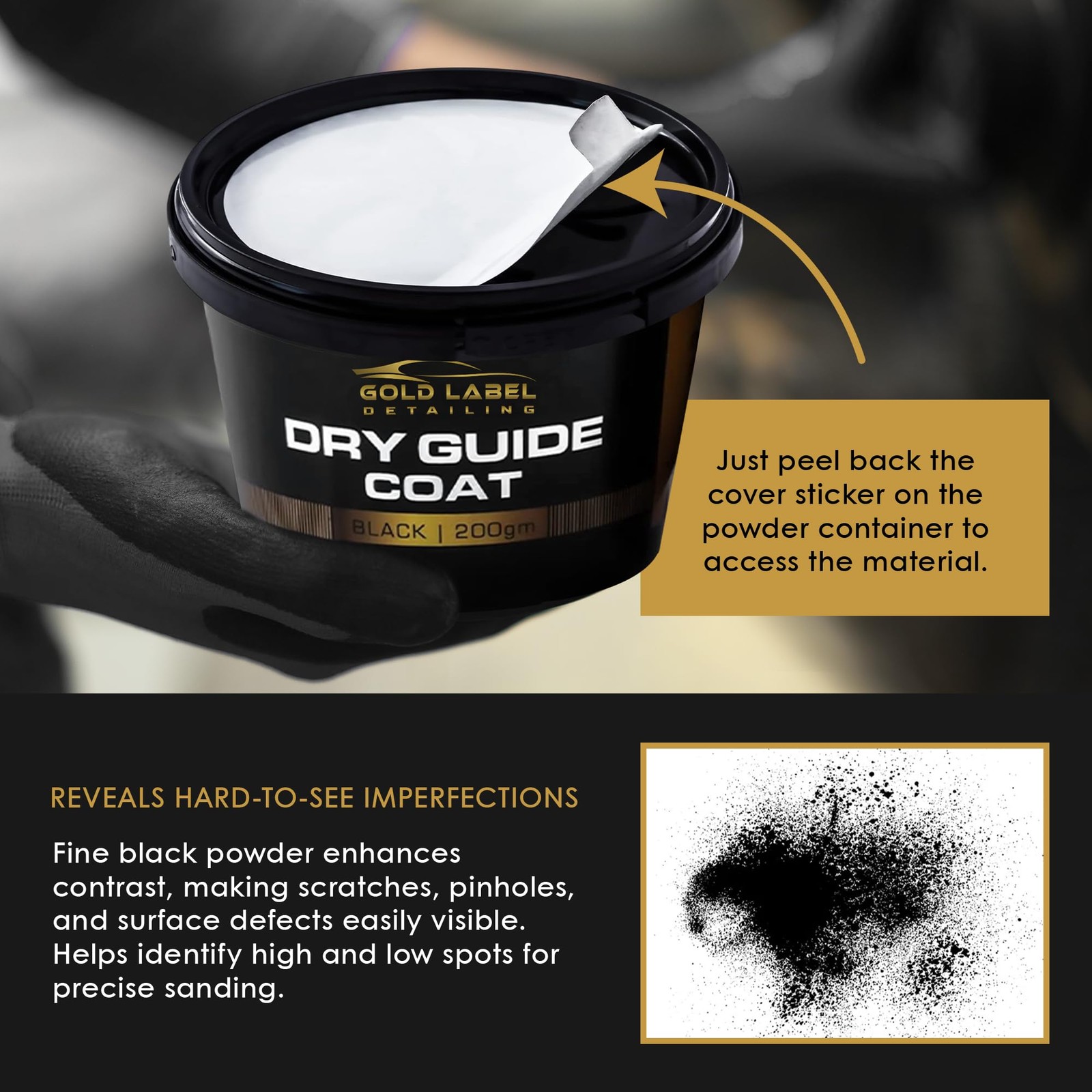 Gold Label Detailing Dry Black Guide Coat, 7 Ounces (200 Grams) Excellent…