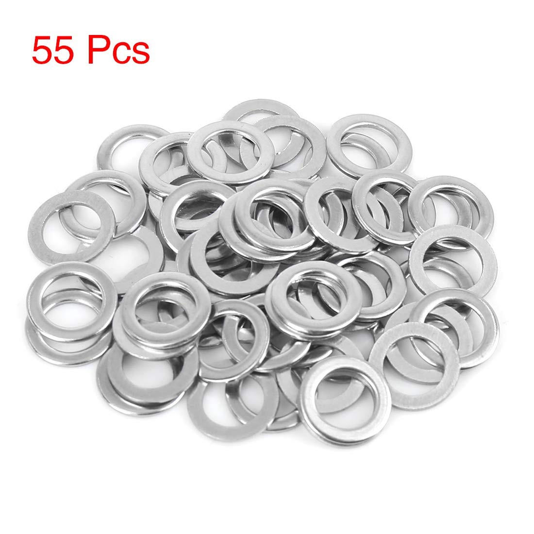 55pcs M8 x 13mm x 1mm Flat Washer Stainless Steel Car Fastener Sealing Gaskets