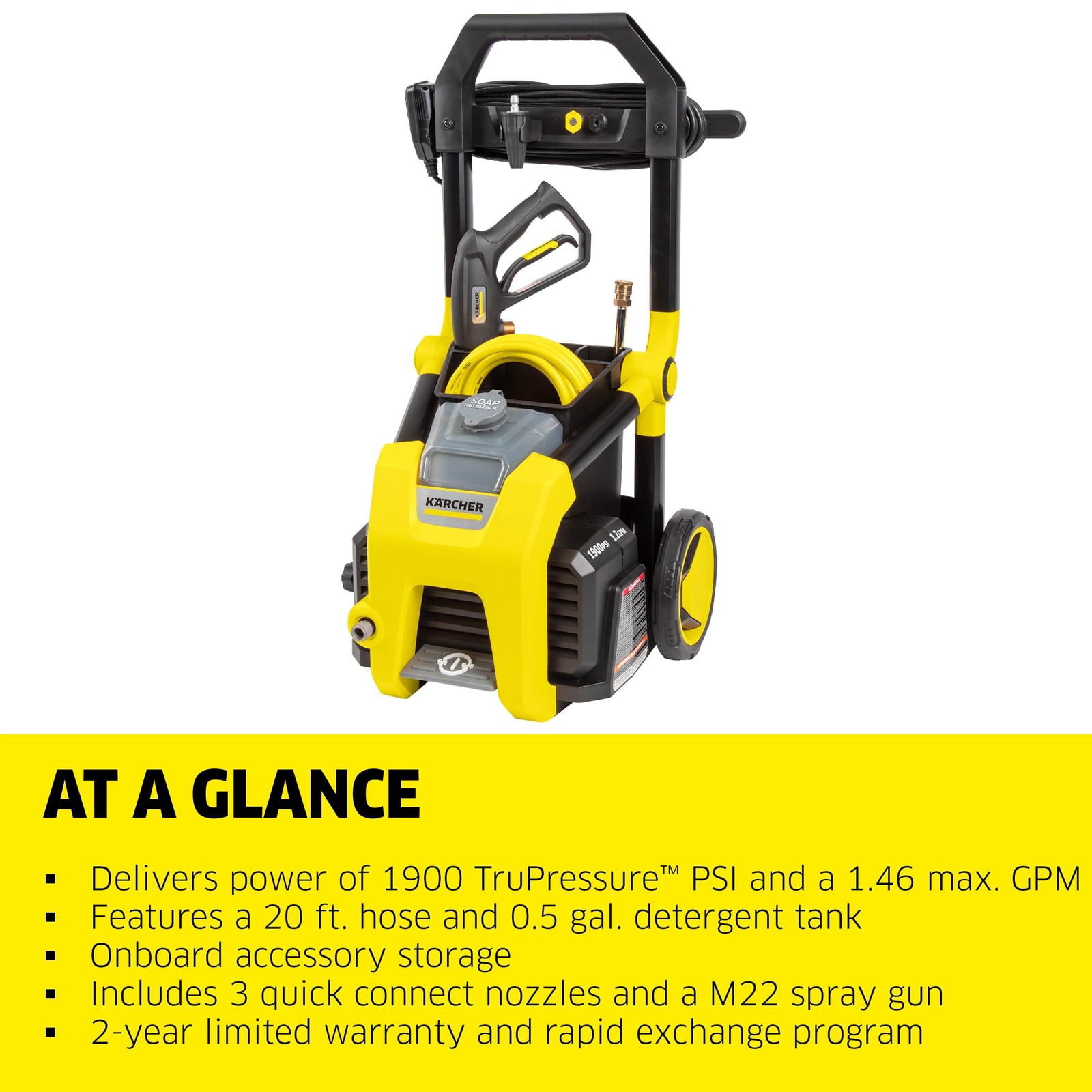 Kärcher Pressure Washer K1900PS, CETA Certified, 3 Spray Nozzles, Detergent T…