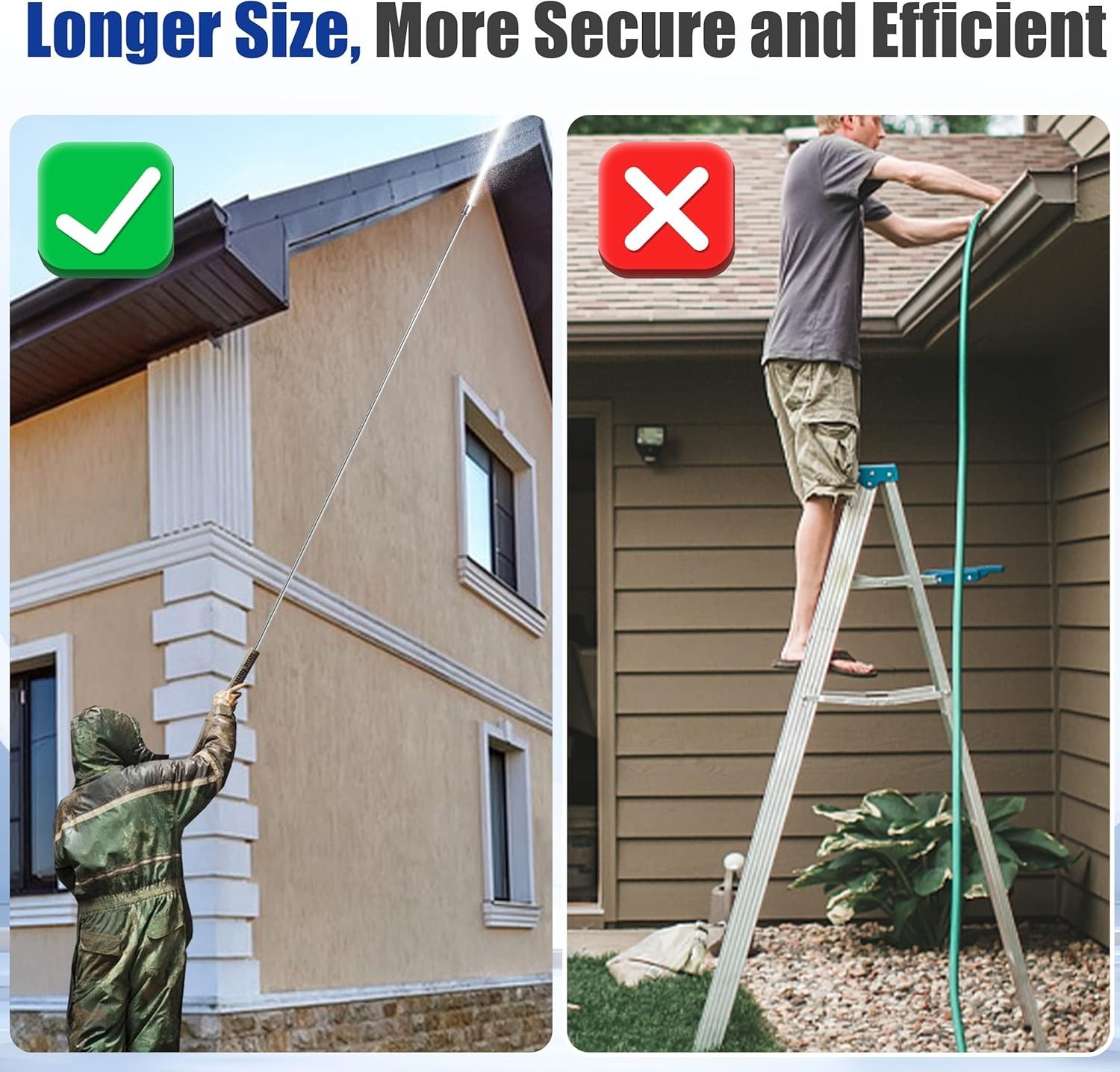 Versatile 120″ Extension Wand with 5 Nozzle Tips for Complete Cleaning Solutions