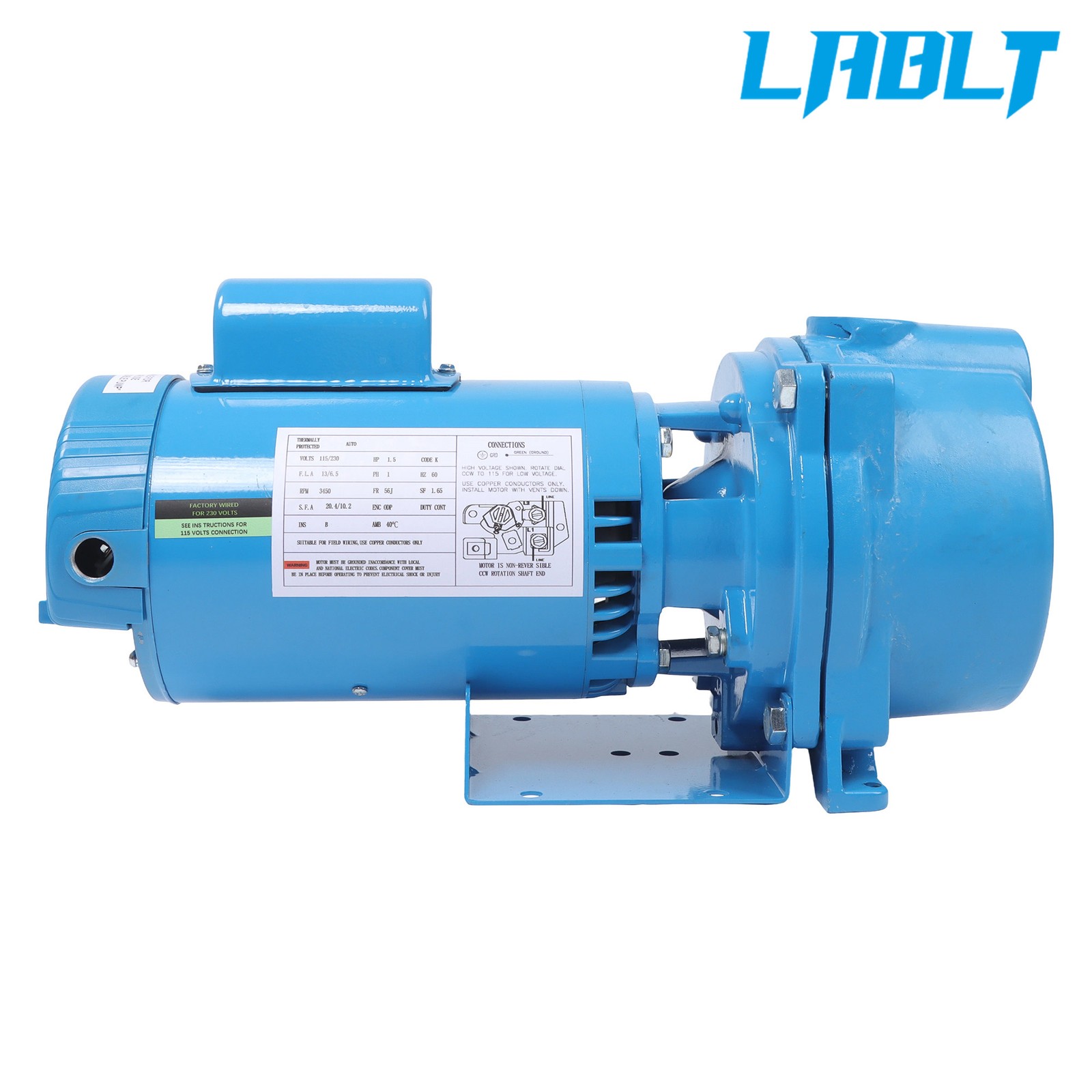 LABLT 1PH GT15 Water Well Irrigation Sprinkler Pump 1.5 HP 115/230V Self Priming