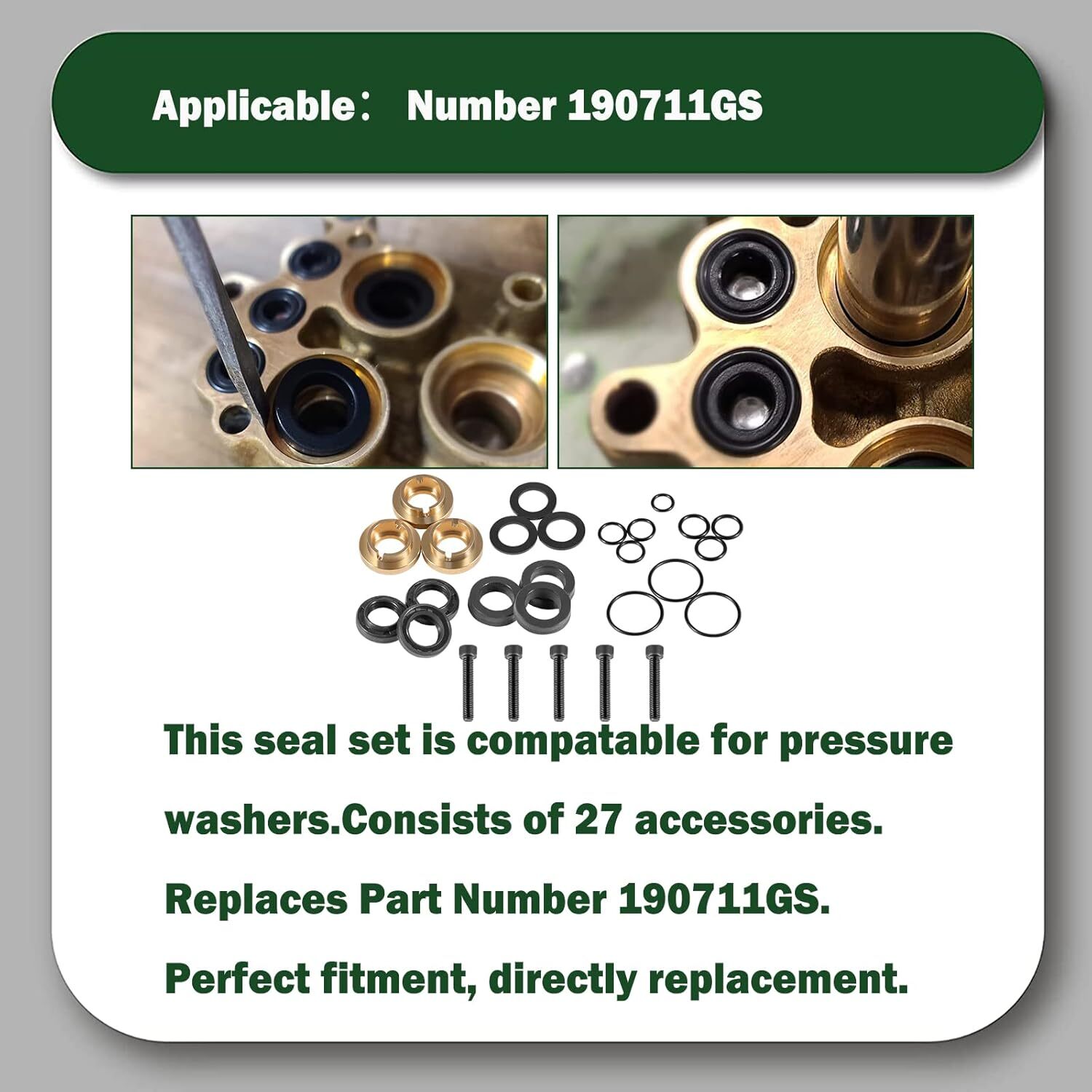 Complete Pressure Washer Seal Kit for Briggs Stratton 190595GS 190711GS 193807GS