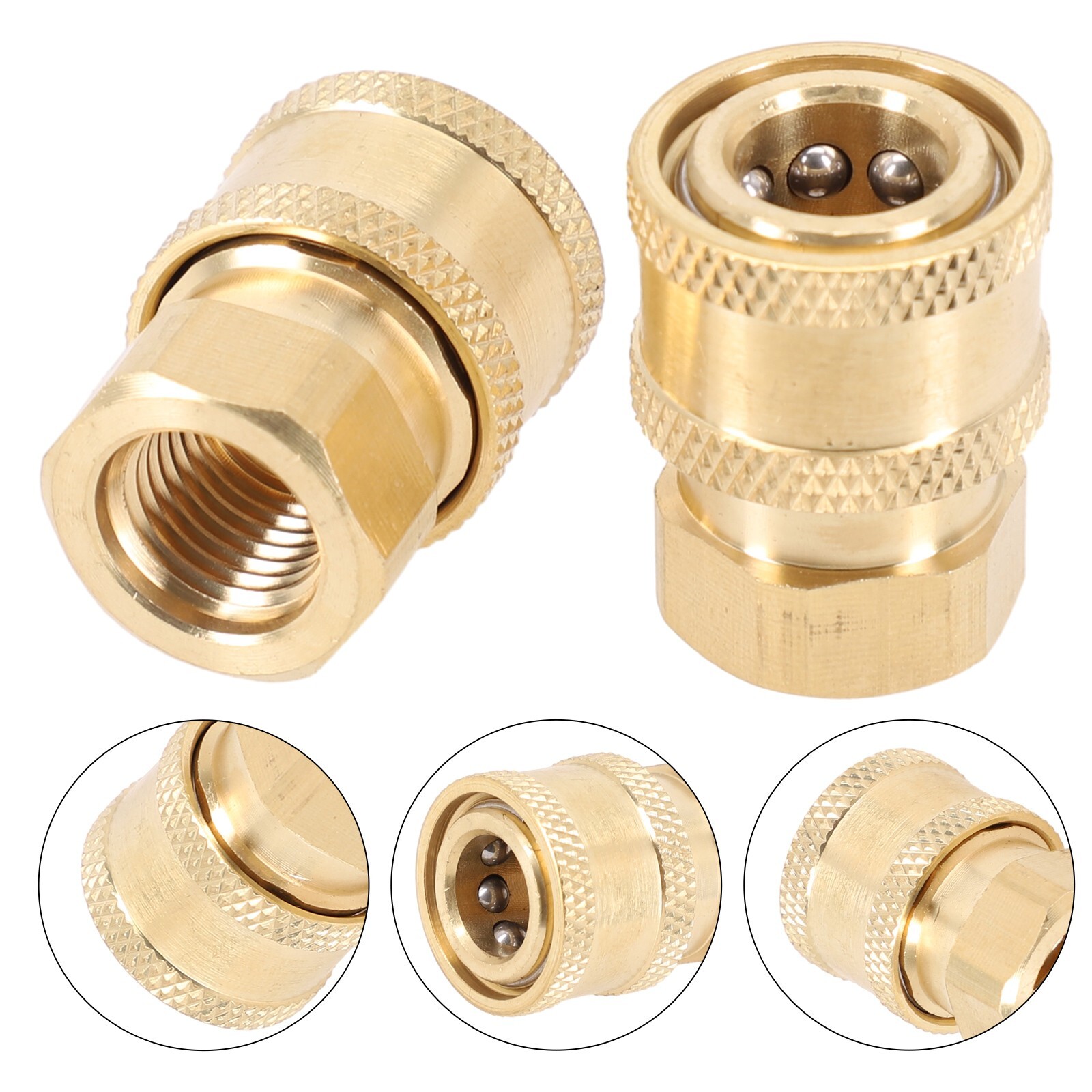 2pcs High Pressure Washer Coupler Brass Fittings 1/4 In Quick Connect To Female