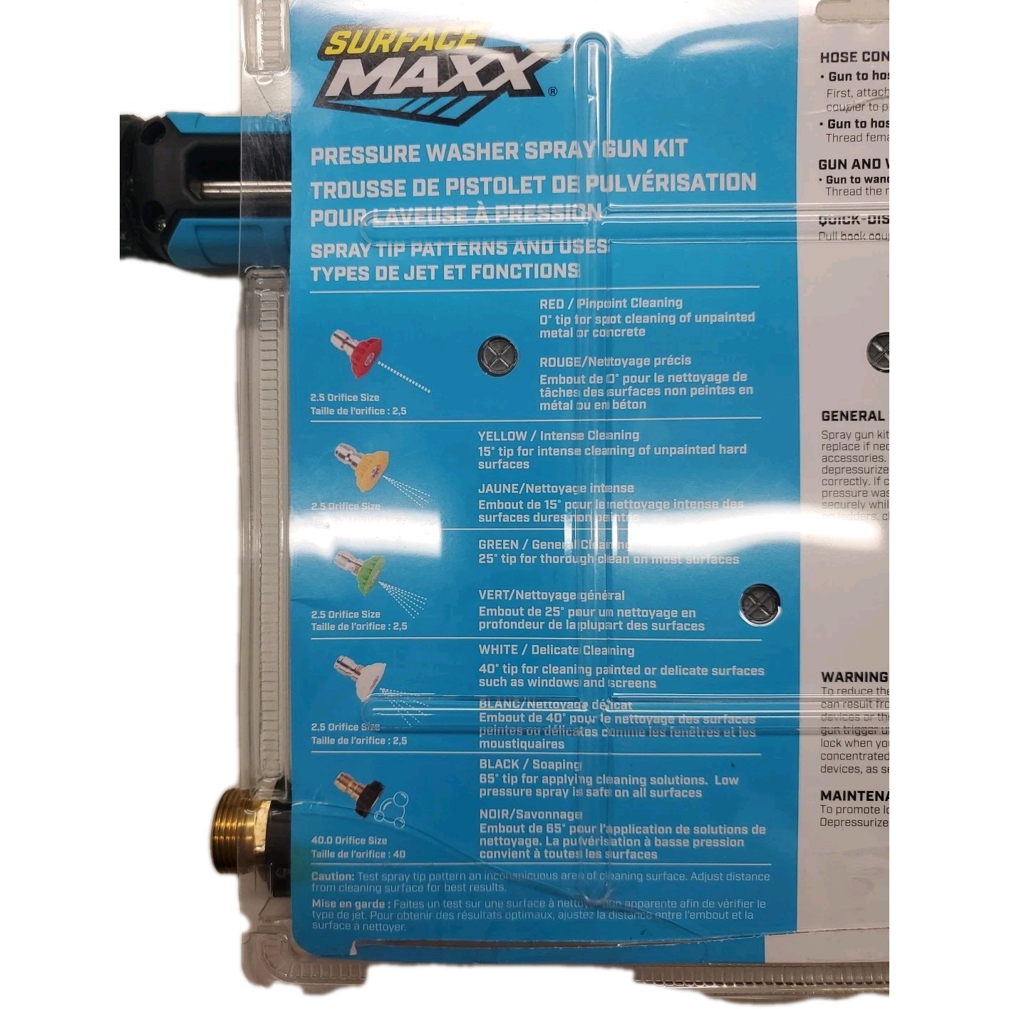 SurfaceMaxx 4500 PSI Pressure Washer Spray Gun Kit Wand 5 Tips Electric Gas 20in