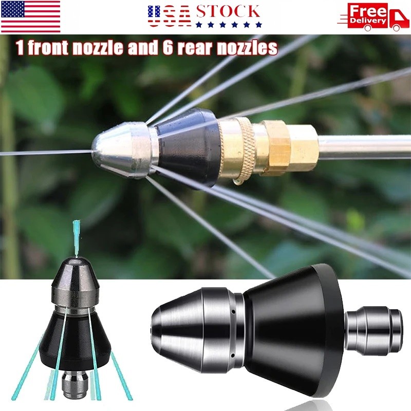 2x Sewer Cleaning Tool High-Pressure Nozzle, Toilet Auger, Clean Out Sewer Pipe