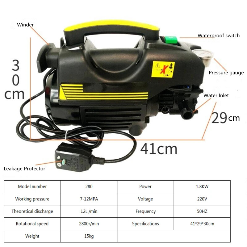 High Pressure 1800W Car Washing Machine Portable Car washer With Pressure Switch