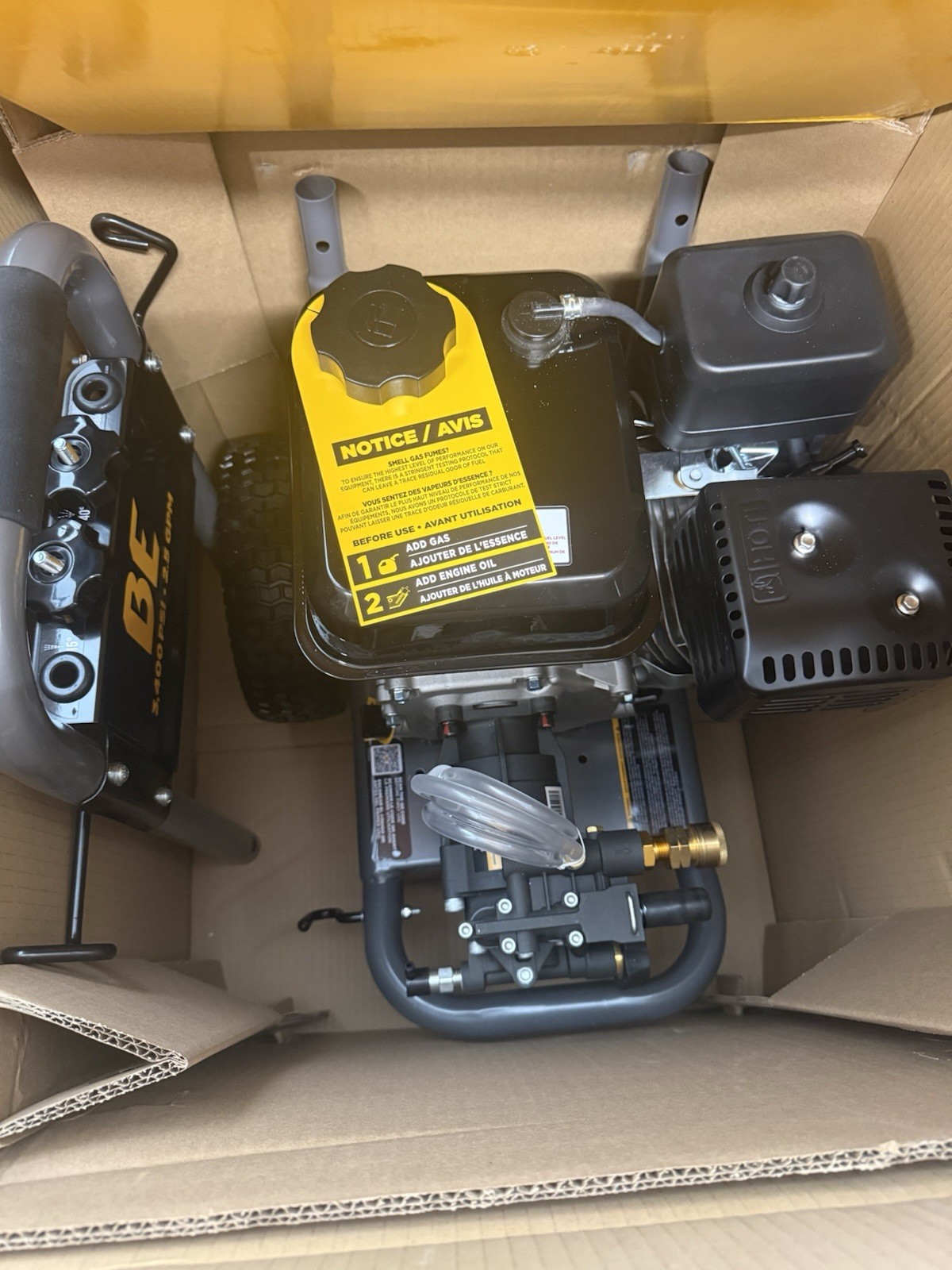 BE Power 3400 PSI 2.5 GPM Gas Pressure Washer 223cc Cold Water Axial Pump