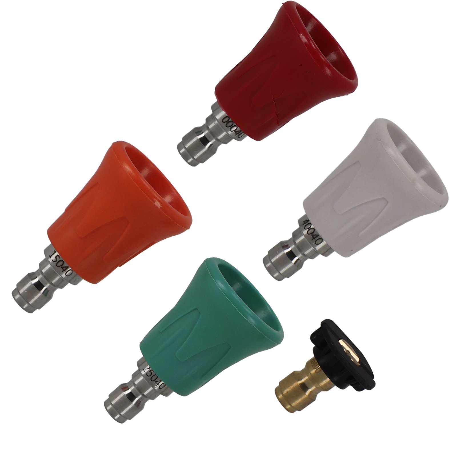 High Pressure Nozzle Tips Kit 5PCS 0° 15° 25° 40° Soap w/ Guard 1/4″ QC