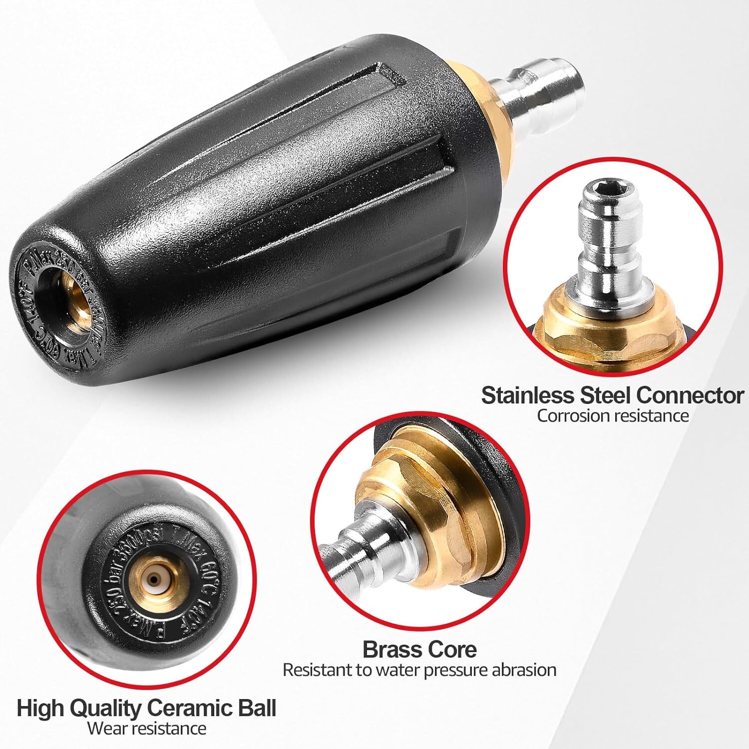 4.0GPM High Pressure Washer Rotating Turbo Nozzle Spray Tip 4000PSI 1/4″ Quick