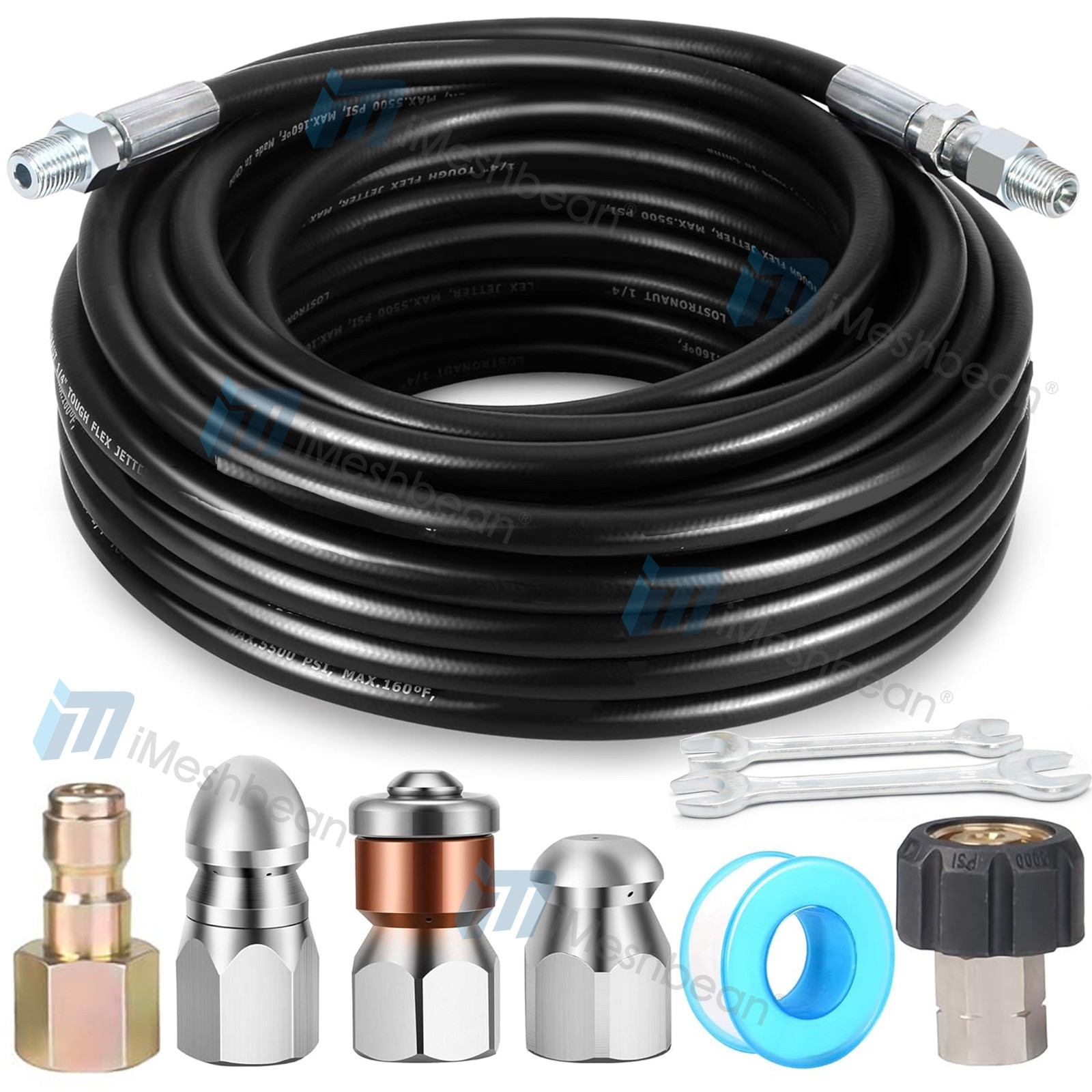 5800 PSI 1/2″ x 50′ Thermoplastic Sewer Jetter Hose 1/4″ NPT Solid Swivel
