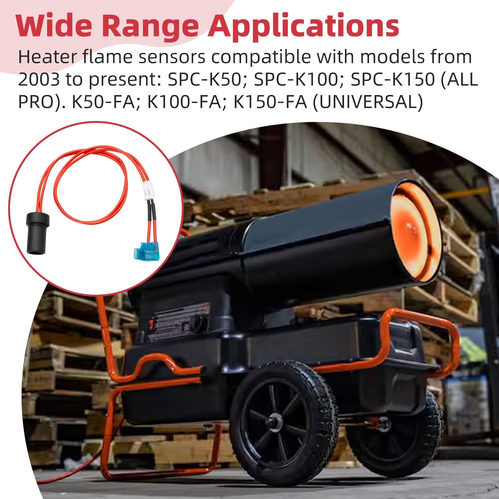 F226865 Flame Sensor Kit Compatible with Mr Heater Kerosene Forced red、black