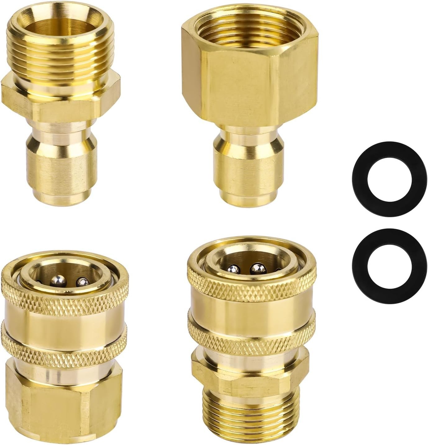 4PCS M22-15mm to 1/4″ Pressure Washer Adapter Quick Connect Kit 5000 PSI