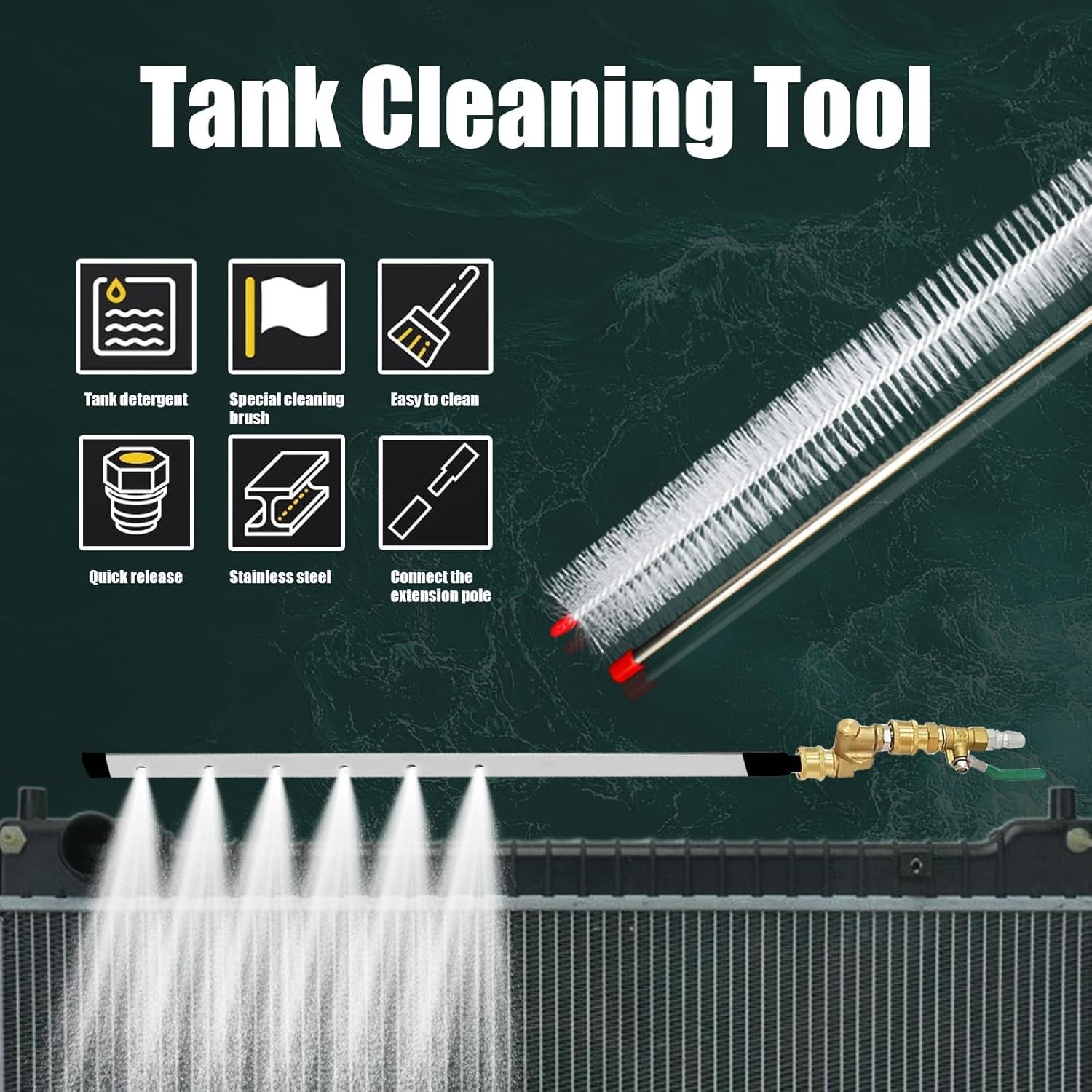 40″ Pro Radiator Cleaning Wand Kit–Stainless Steel Radiator Cleaner Wand with…