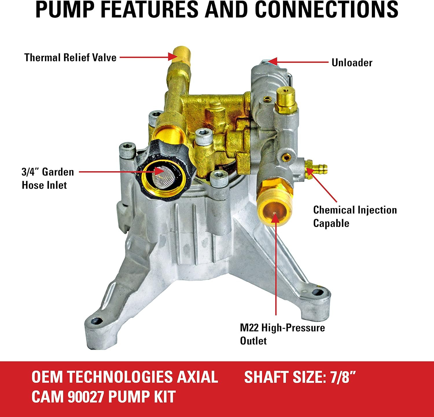OEM Technologies 90027 Vertical Axial Cam Replacement Pressure Washer Pump Kit,
