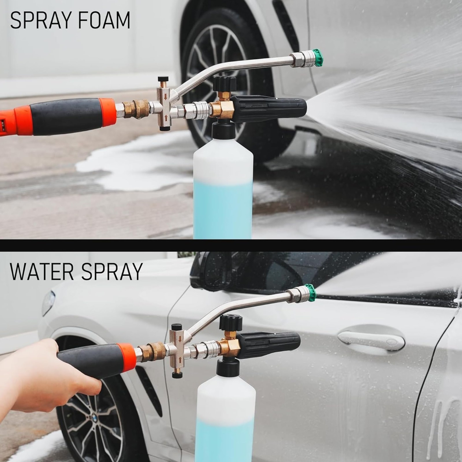 Foam Cannon Dual-Connector for Pressure Washer, 7 Nozzles, 4000 PSI, Quick Conne