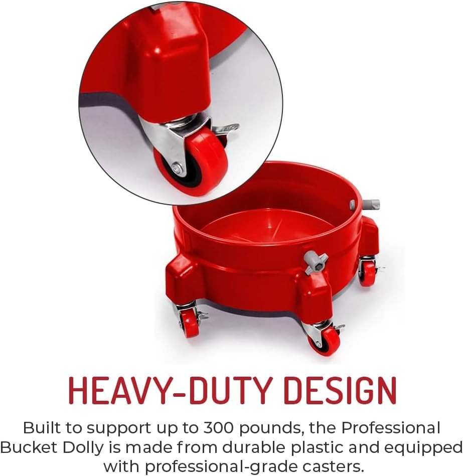Heavy Duty Car Wash Bucket Dolly with 360° Swivel Casters | Fits 3.5–7 Gallon…