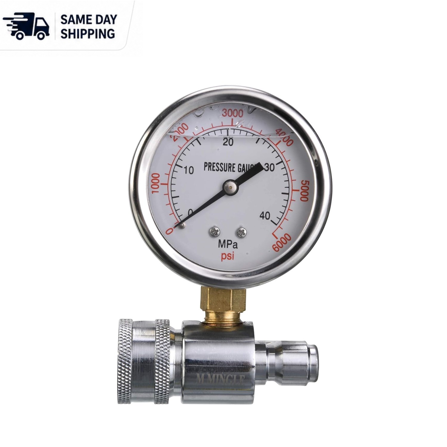 Pro-Grade Stainless Steel Pressure Washer Gauge – Quick Connect, 6.8×4.5 Inches