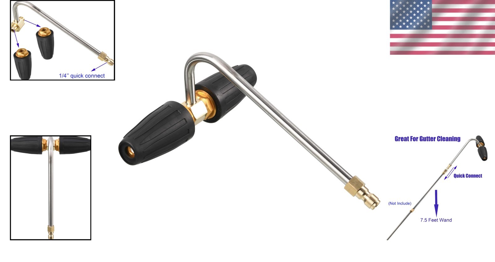 Efficient Gutter Cleaning Tool with Quick Connect for Pressure Washers, 3300 PSI