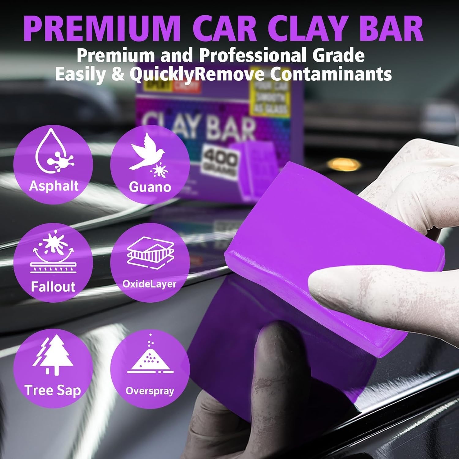 Car Clay Bar 4 Pack 400g(4x100g), Auto Detailing Premium Grade No Scratch Magic