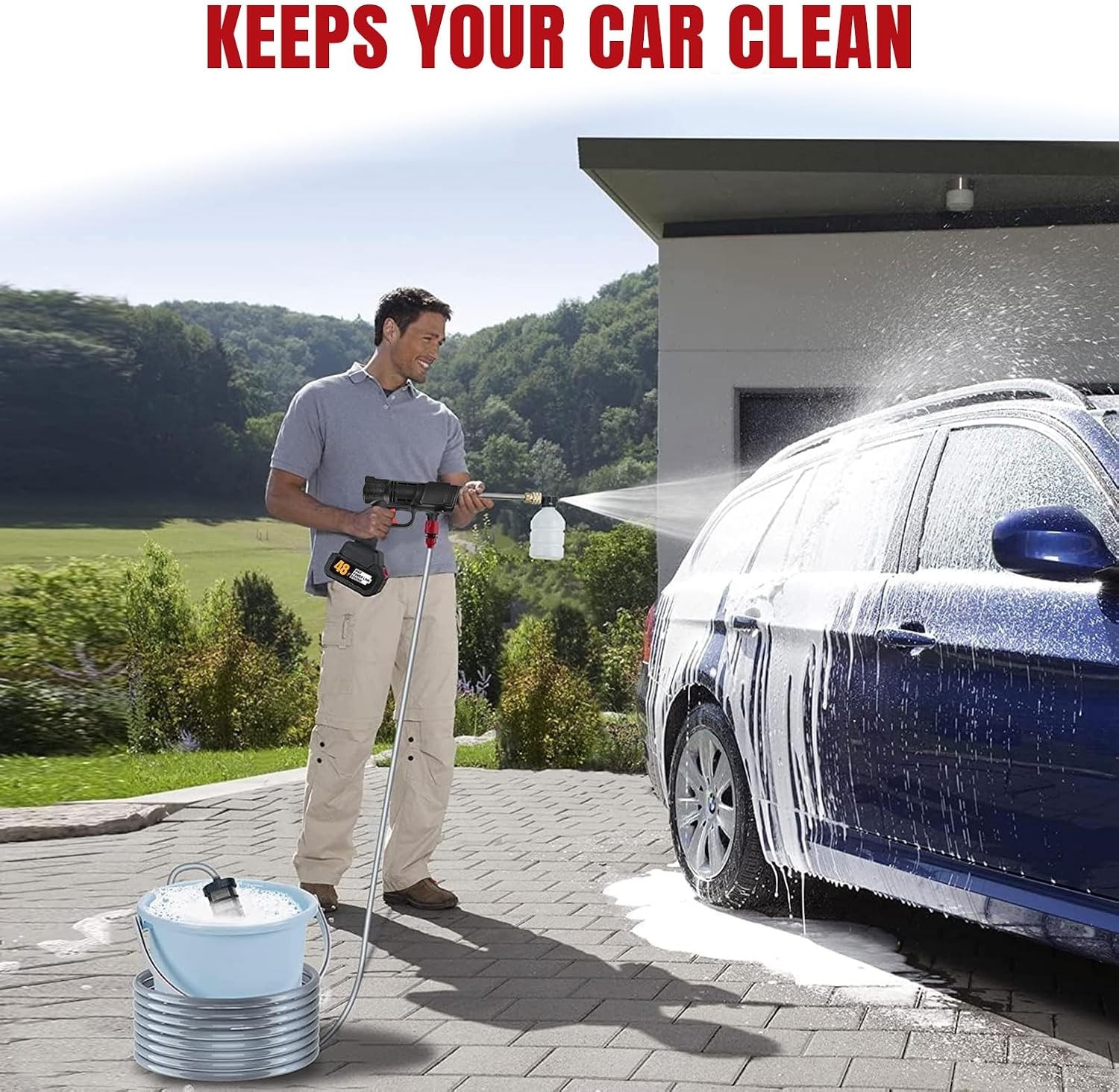 Cordless Pressure Washer Portable Handheld, for Cars, Bicycles (2 Battery) NEW