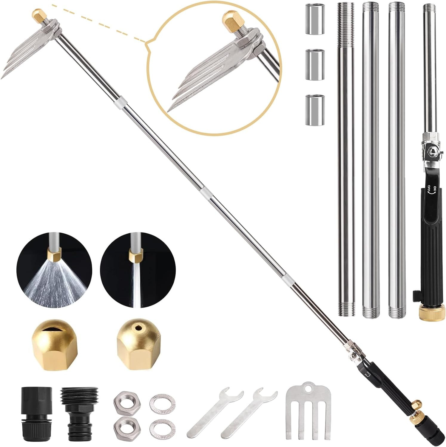 2 Use Gutter Cleaning Tools with Rake,Removable High Pressure