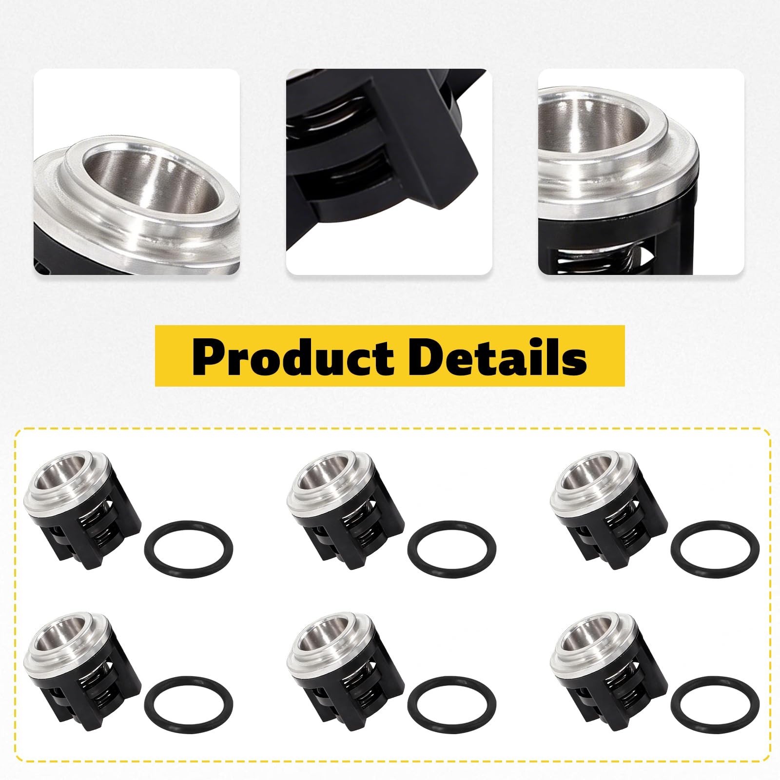 6 Pack Water Pressure Washer Check Valve Kit with O-Rings for 18mm Pumps, Replac