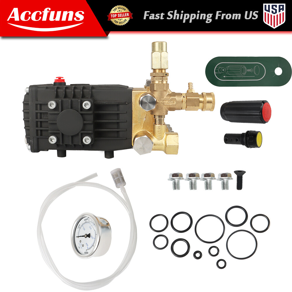 Pressure Power Washer Pump 24mm Solid Shaft 3600 PSI 4.9GPM Belt Drive
