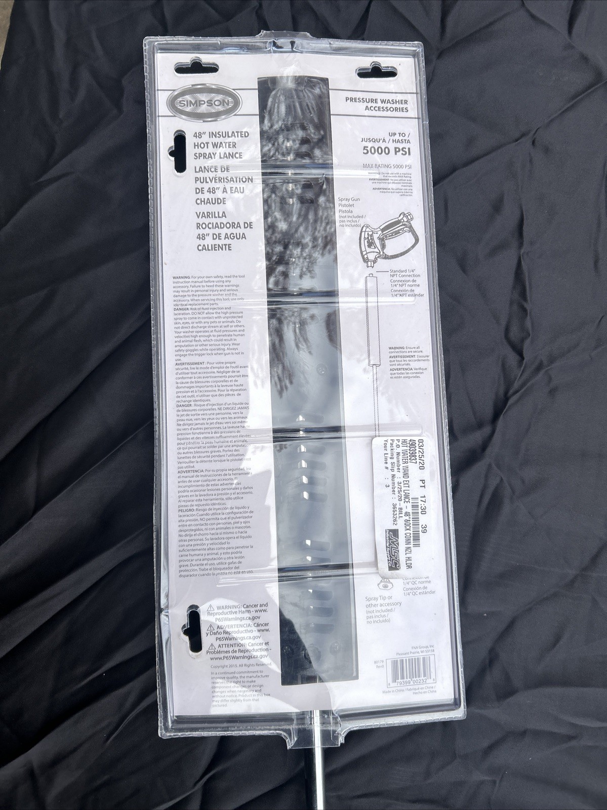 Simpson Up To 5000 Psi 48” Insulated Hot Water Spray Lance
