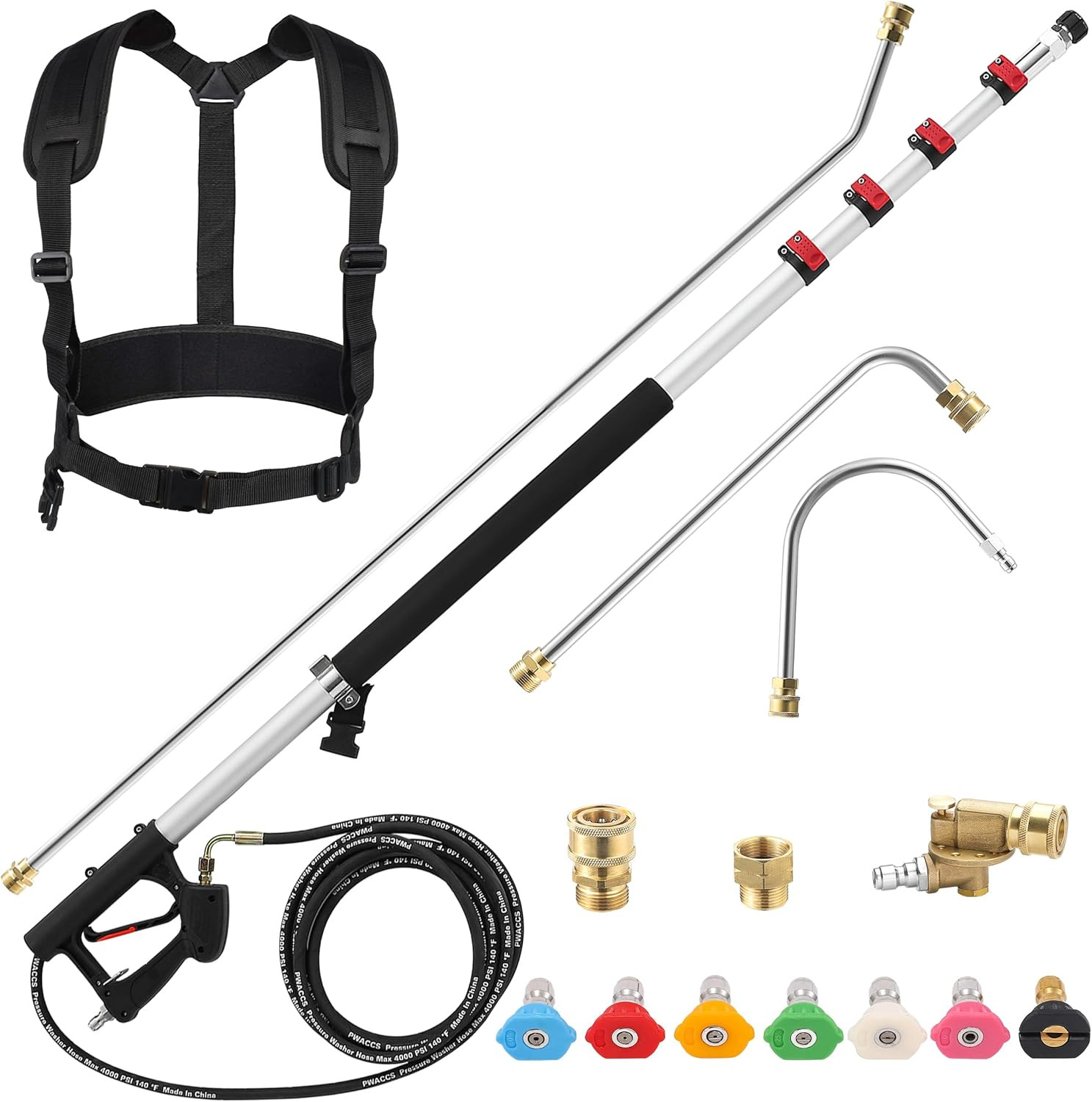 24 FT Telescoping Pressure Washer Wand, Telescopic Extension Wands | 4000 PSI, 7